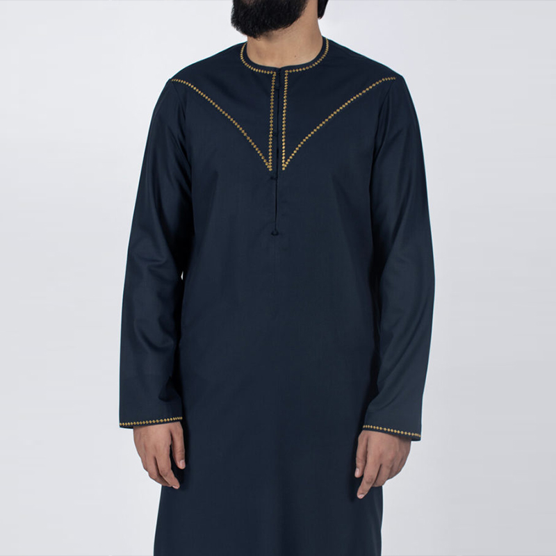 Navy Blue Embroidery Emirati Kandora - Leading Muslim Fashion ...